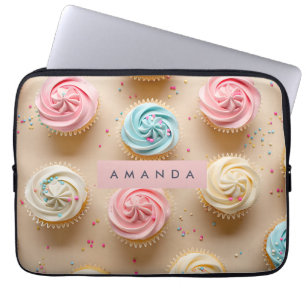 Personalisierte Pastell-Cupcake-Streusel Laptopschutzhülle