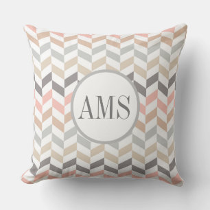 Personalisierte Pastell Herringbone-Monogramm Kissen