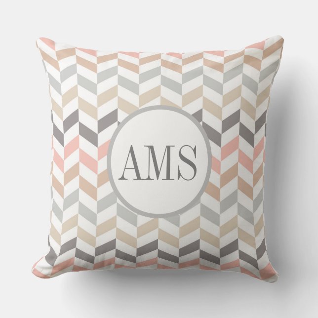 Personalisierte Pastell Herringbone-Monogramm Kissen (Vorderseite)