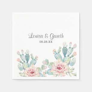 Personalisierte Pastell-Kaktus-Blumen-Hochzeit Serviette