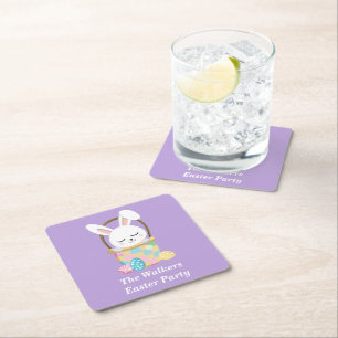 Personalisierte Pastell-Lila Frohe Ostern-Party Rechteckiger Pappuntersetzer