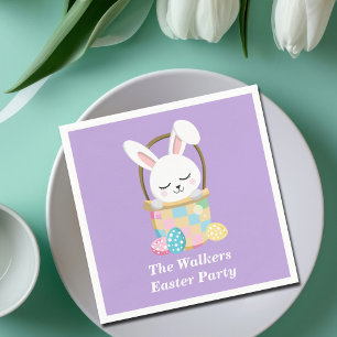 Personalisierte Pastell-Lila Frohe Ostern-Party Serviette