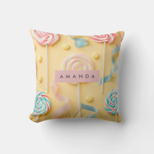 Personalisierte Pastell-Lutscher-Süßigkeiten-Swirl Kissen