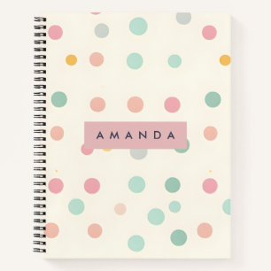 Personalisierte Pastell-Macaron-Polka-Punkte Notizbuch