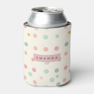 Personalisierte Pastell-Macarons-Polka-Punkte Dosenkühler