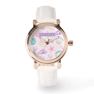 Personalisierte Pastell-Muschel Strand Individuell Armbanduhr