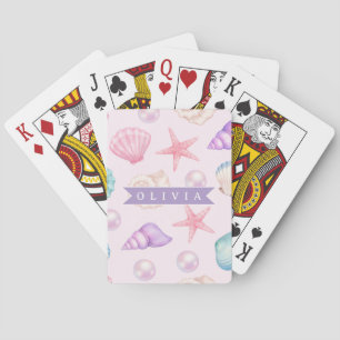 Personalisierte Pastell-Muschel Strand Individuell Spielkarten