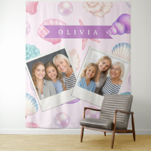 Personalisierte Pastell-Muschel Strand Individuell Wandteppich