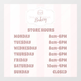 Personalisierte Pastell Pink Cake Bäckerei Fensteraufkleber