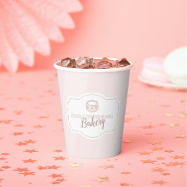 Personalisierte Pastell Pink Cake Bäckerei Pappbecher