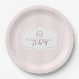 Personalisierte Pastell Pink Cake Bäckerei Pappteller