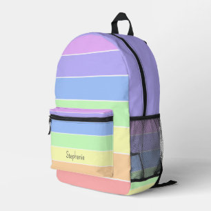 Personalisierte Pastell Rainbow Farbige Streifen Bedruckter Rucksack