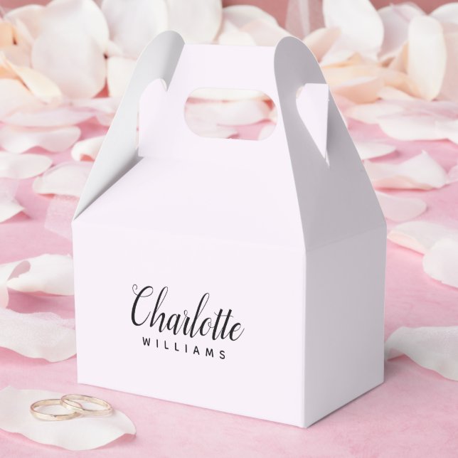Personalisierte Pastell-Rosa-Monogramm-Bevorzugung Geschenkschachtel (Hochzeit)