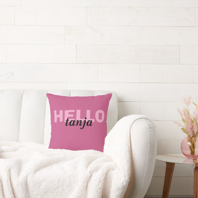 Personalisierte Pastell Rosa Namenskatze | Custom Kissen (Liege)