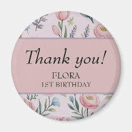 Personalisierte Pastell-Rose und Tulpen Magnet