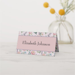Personalisierte Pastell-Rose und Tulpen Platzkarte
