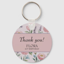 Personalisierte Pastell-Rose und Tulpen Schlüsselanhänger