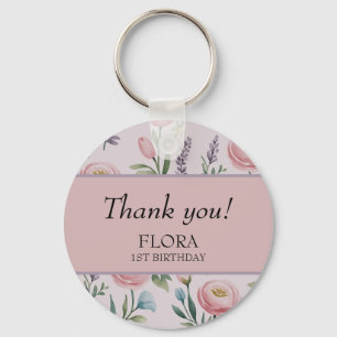 Personalisierte Pastell-Rose und Tulpen Schlüsselanhänger