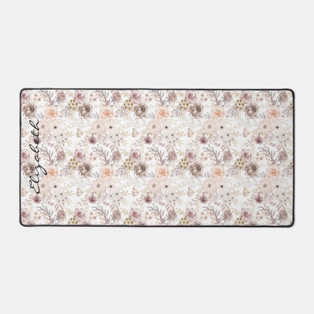 Personalisierte Pastell Wasserfarbe Farbige Rose Schreibtischunterlage (Vorderseite)