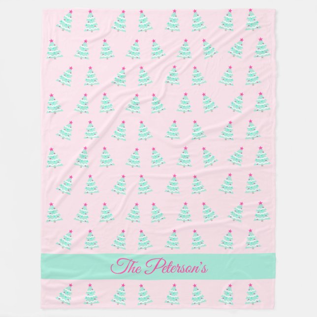 Personalisierte Pastell Weihnachtscreme Blanket Fleecedecke (Vorderseite)