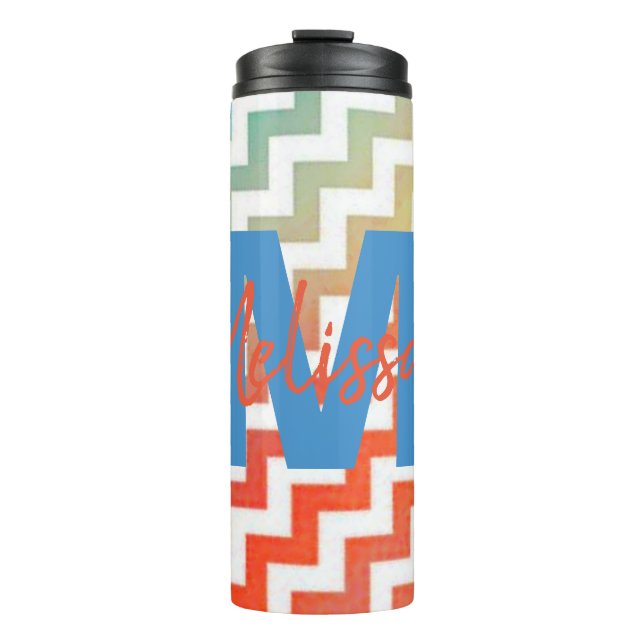 Personalisierte Pastell Zickzack Thermaltumbler Thermosbecher (Vorderseite)