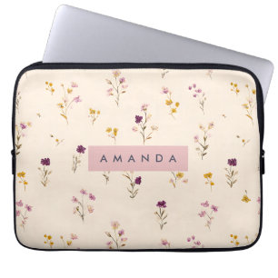 Personalisierte Pastellblüten Laptopschutzhülle