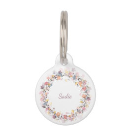 Personalisierte Pastelle Blumenschrift Telefon Haustiermarke