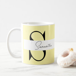 Personalisierte Pastellgelbe Monogramm Klassische  Kaffeetasse