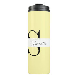 Personalisierte Pastellgelbe Monogramm Thermosbecher