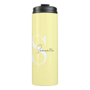 Personalisierte Pastellgelbe Monogramm Thermosbecher