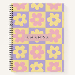 Personalisierte Pastellgelbe und Rosa Blume Notizbuch