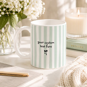 Personalisierte Pastellgrün Streifen individuell T Kaffeetasse