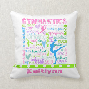 Personalisierte Pastellgymnastik fasst Typografie Kissen
