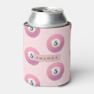 Personalisierte Pastellrosa Nummer 5 Billardkugel Dosenkühler