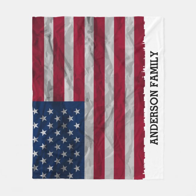 Personalisierte Patriotic USA Flag Fleecedecke (Vorderseite)