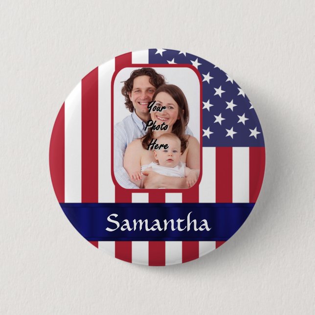 Personalisierte patriotische amerikanische Flagge Button (Vorderseite)