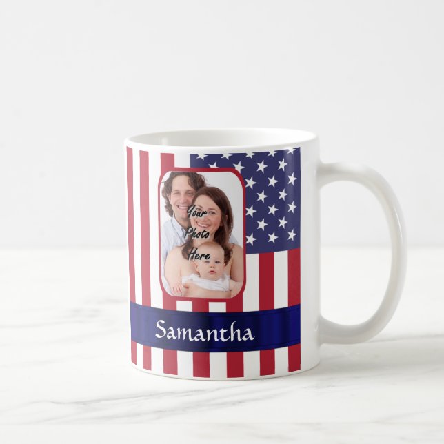 Personalisierte patriotische amerikanische Flagge Kaffeetasse (Rechts)