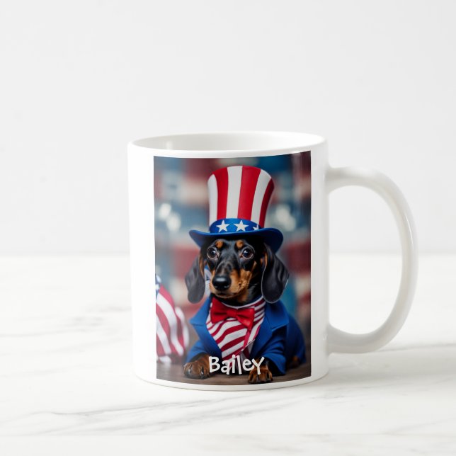 Personalisierte patriotische Dackel Tasse (Rechts)