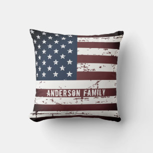 Personalisierte patriotische Familienname Amerikan Kissen