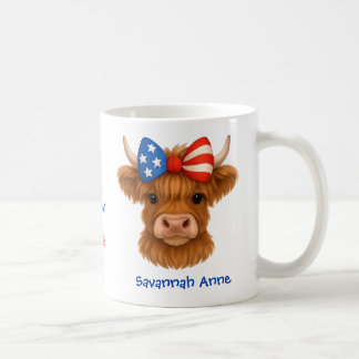 Personalisierte patriotische Highland-Kuh Kaffeetasse