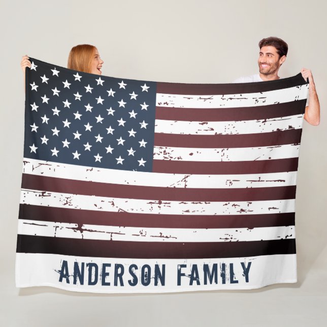 Personalisierte Patriotische Stars Streifen amerik Fleecedecke (Beispiel)