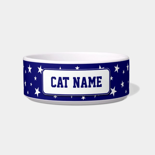 Personalisierte patriotische Stern-Katzen-Schüssel Napf (Vorderseite)