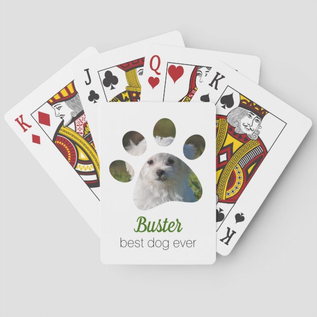 Personalisierte Paw Print Foto Dog Spielkarten (Rückseite)