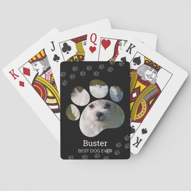 Personalisierte Paw Print Foto Dog Spielkarten (Rückseite)