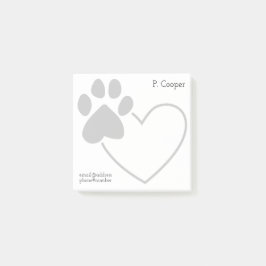 Personalisierte Paw Print on Heart Post-it Klebezettel