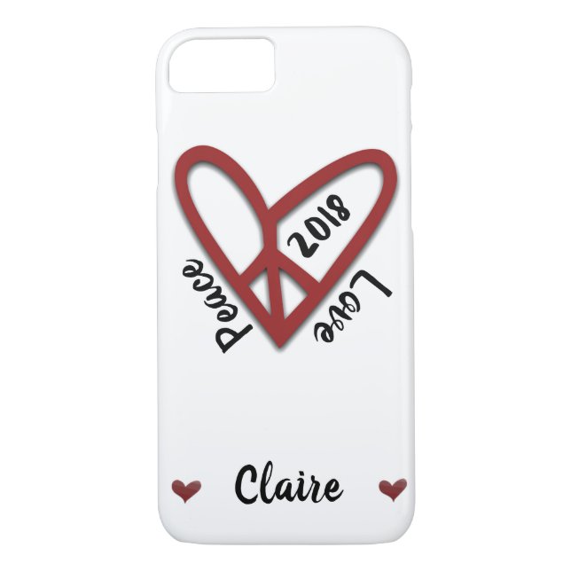 Personalisierte Peace-Liebe Heart iPhone Case (Rückseite)
