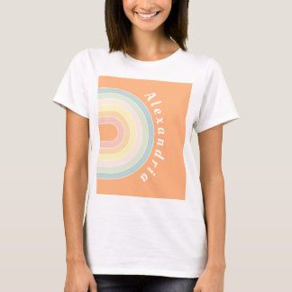 Personalisierte Peach Retro Regenbogen T-Shirt