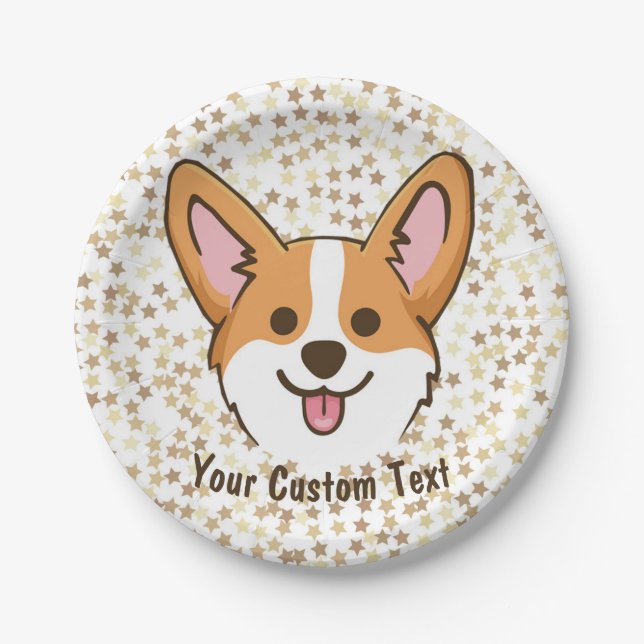 Personalisierte Pembroke Welsh Corgi Welpen Hundes Pappteller (Vorderseite)