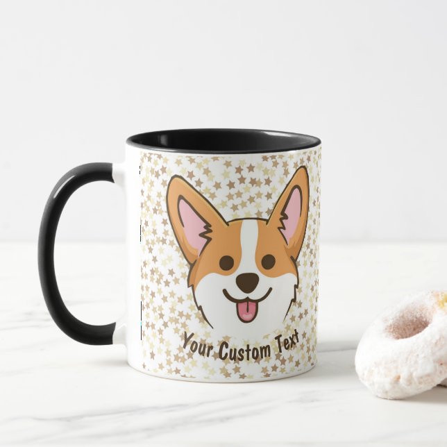Personalisierte Pembroke Welsh Corgi Welpen Hundes Tasse (Mit Donut)