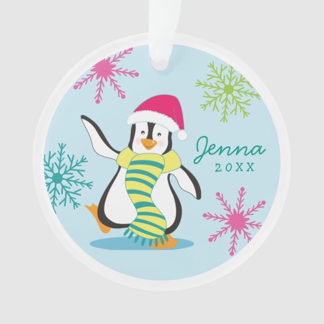 Personalisierte Penguin-Foto-Verzierung Ornament (Vorderseite)